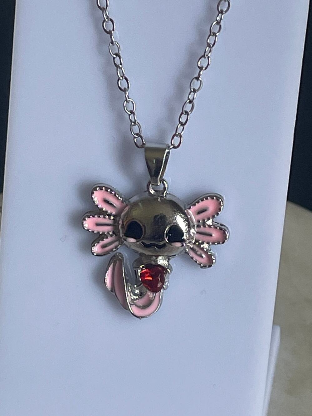 purple heart axolotl necklace